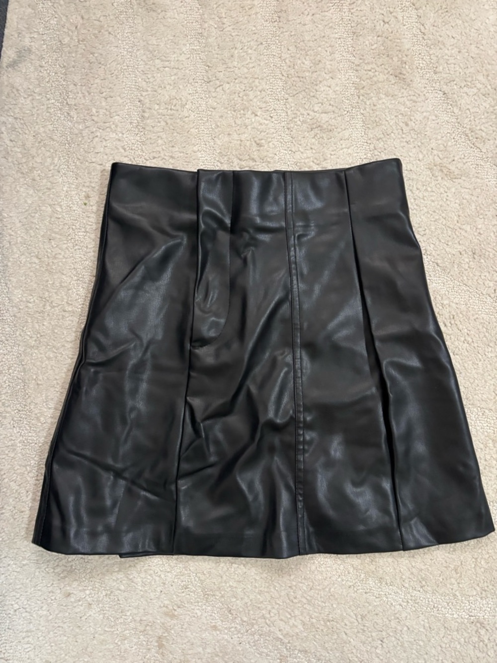 Zara Black Faux Leather Paneled Mini Skirt